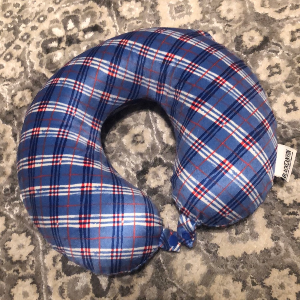 Plaid airplane pillow